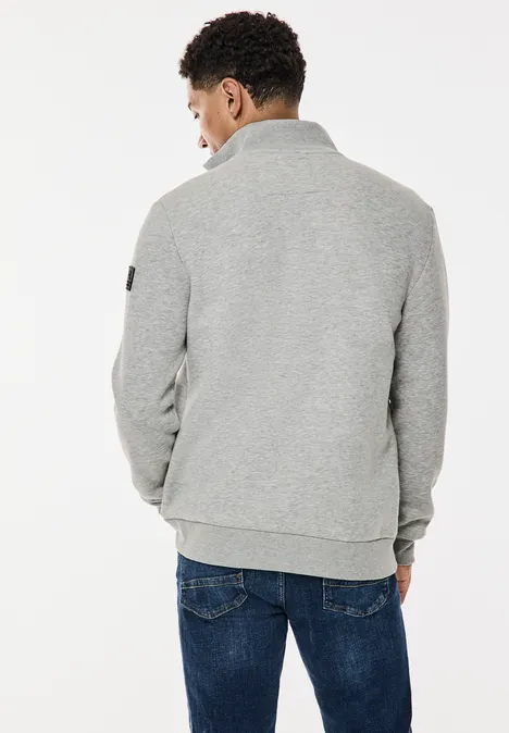 Sweatjacke mit Materialmix warm grey melange
