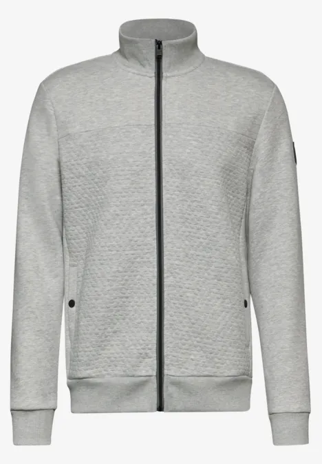 Sweatjacke mit Materialmix warm grey melange