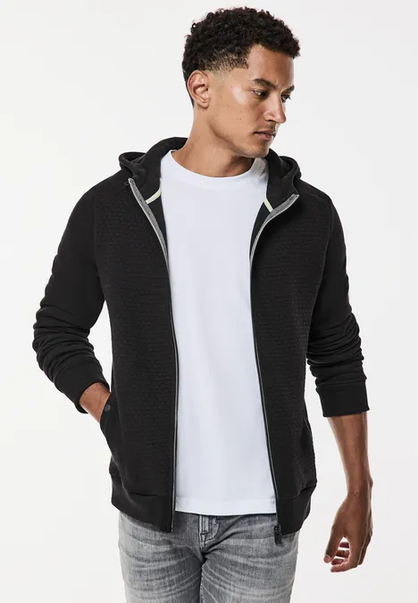Sweatjacke mit Materialmix Black