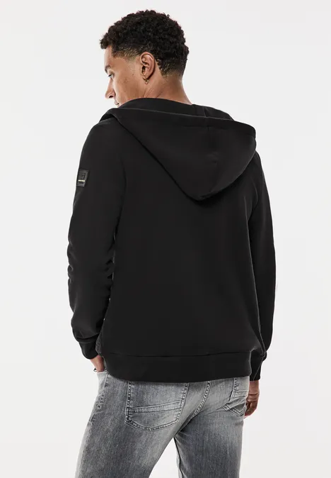 Sweatjacke mit Materialmix Black