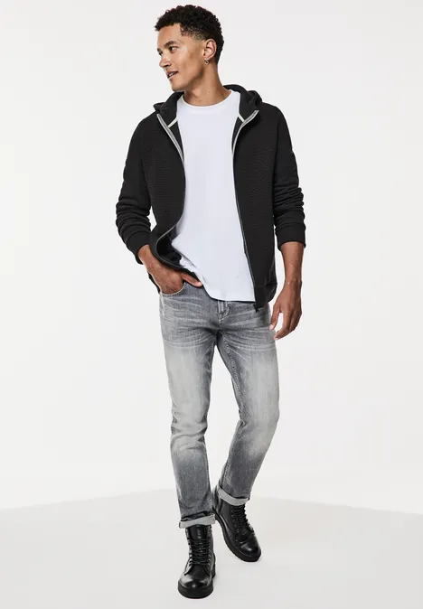 Sweatjacke mit Materialmix Black