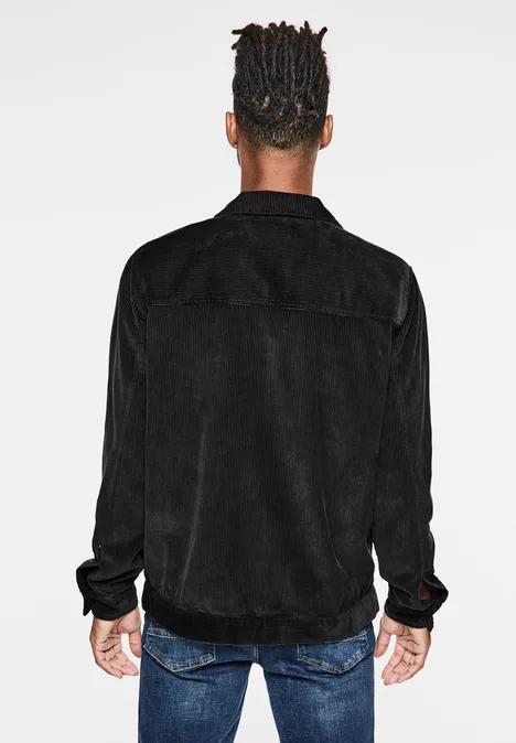 Corduroy overhemd met rits graphite grey