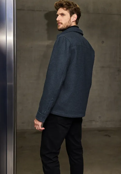 Twill overshirt met rits infinite blue