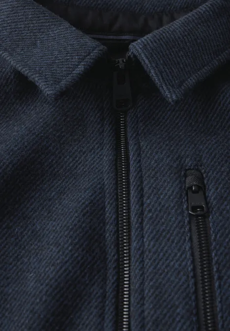 Twill overshirt met rits infinite blue