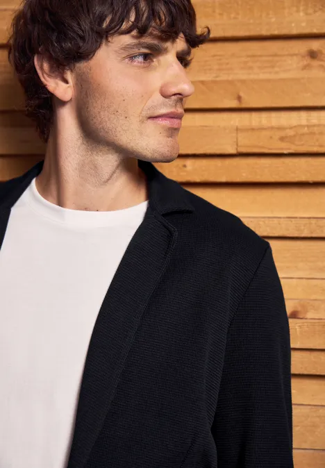 Jas met structuur Black