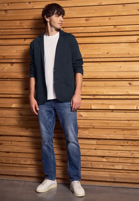 Jas met structuur night blue