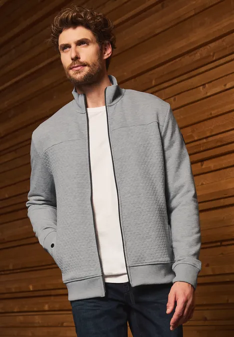 Jacke mit 3D-Struktur warm grey melange Jacke mit 3D-Struktur warm grey melange