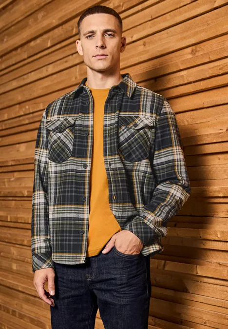 Kariertes Overshirt basic black