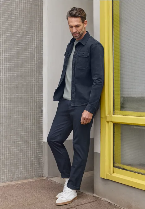 Twill-Overshirt summer night blue