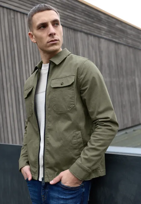 Overshirt im Washed-Look rustic green