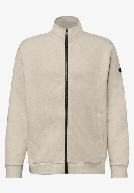 Jas met opstaande kraag in gemêleerde look white sand