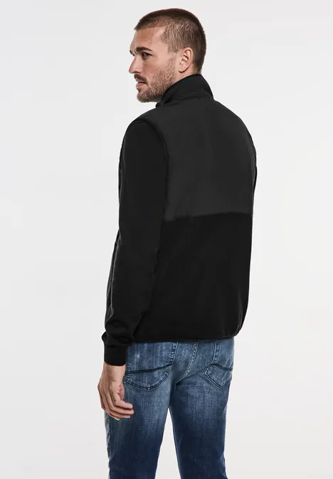 Fleeceweste im Materialmix Black