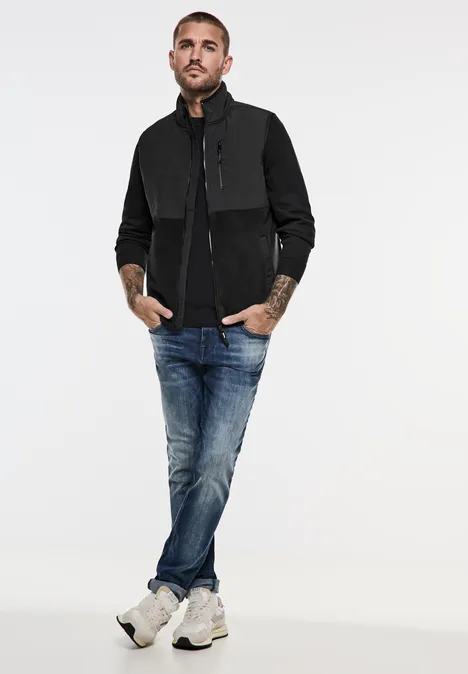 Fleeceweste im Materialmix Black