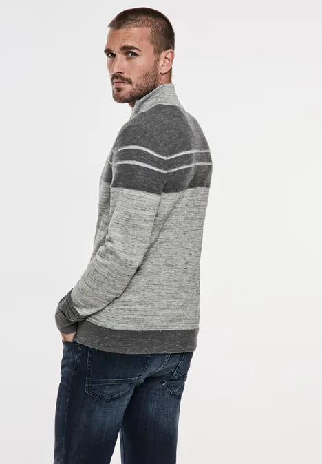 Vest met gestreept patroon stone grey melange