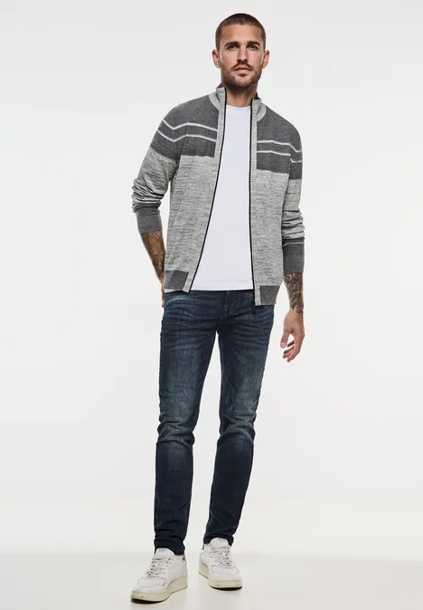 Vest met gestreept patroon stone grey melange