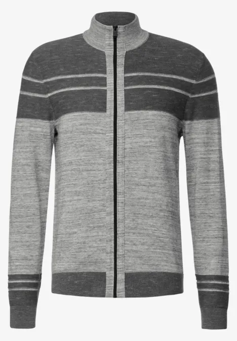 Vest met gestreept patroon stone grey melange