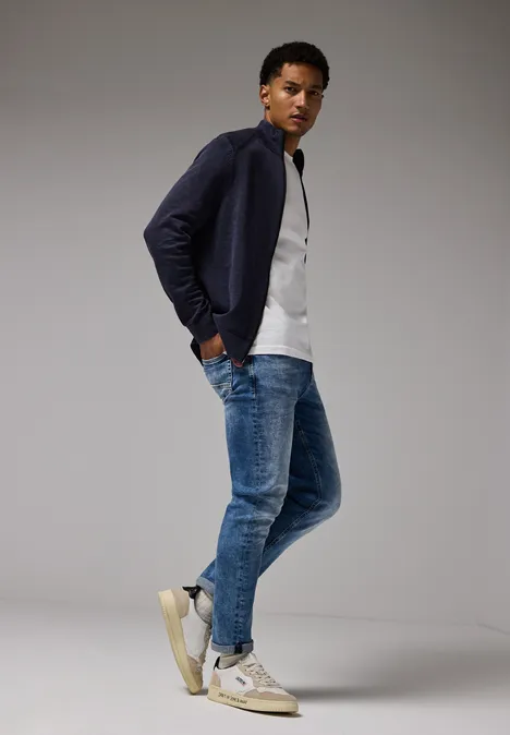 Cardigan met gewassen look nightfall blue Cardigan met gewassen look nightfall blue