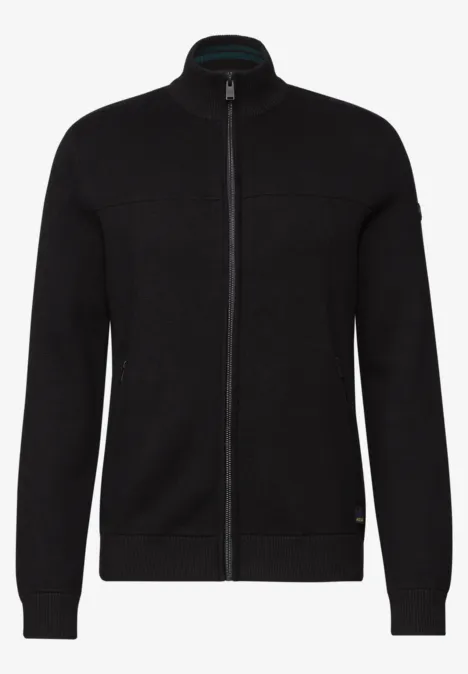 Feinstrickjacke mit Zipper Black