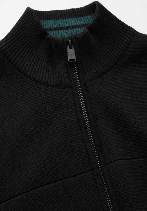 Feinstrickjacke mit Zipper Black