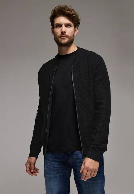 Strukturjacke mit Zipper Black