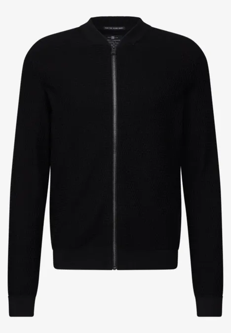 Gestructureerd jack met ritssluiting Black