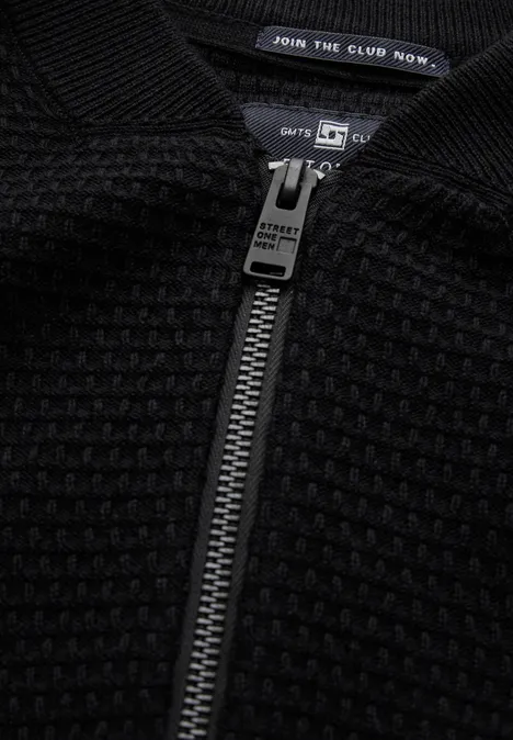 Gestructureerd jack met ritssluiting Black