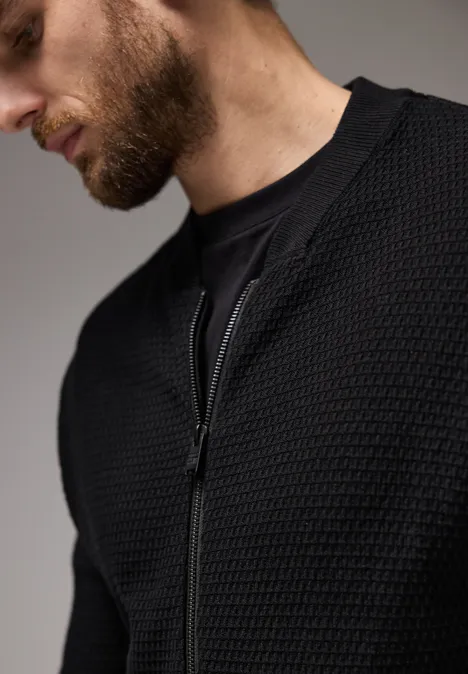 Gestructureerd jack met ritssluiting Black