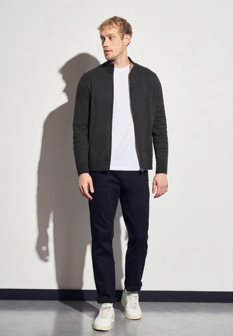 Basic vest met rits anthra grey melange