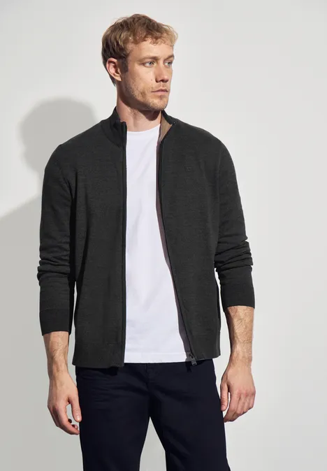 Basic Strickjacke mit Zipper anthra grey melange