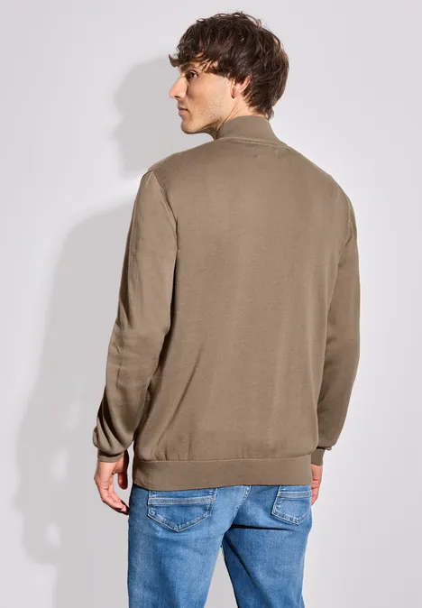 Basic Strickjacke mit Zipper dull brown