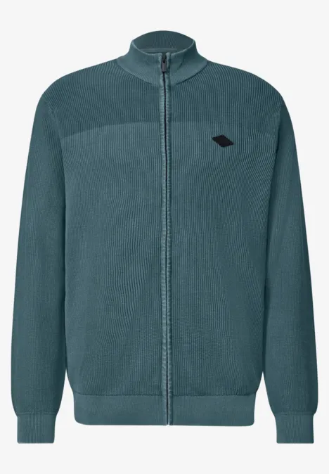 Vest met opstaande kraag en een mix van texturen cold blue Groene fleecejas met rits, opstaande kraag, geribde boorden en klein borstlogo.