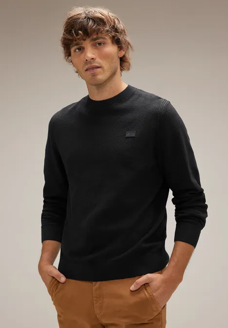 Feiner Strukturpullover Black