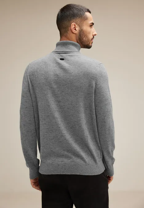 Basic Rollkragen Pullover stone grey melange