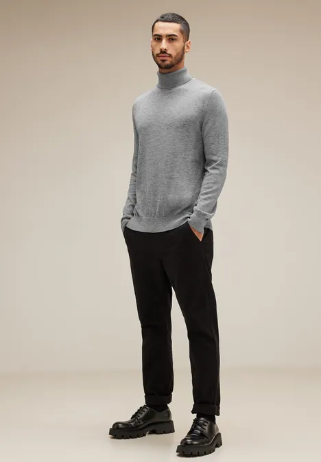 Basic Rollkragen Pullover stone grey melange