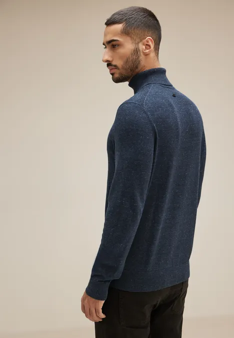 Basic Rollkragen Pullover eclipse blue melange