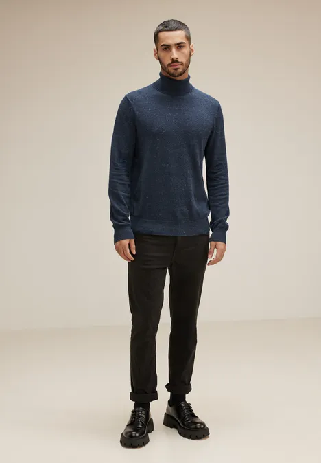 Basic Rollkragen Pullover eclipse blue melange
