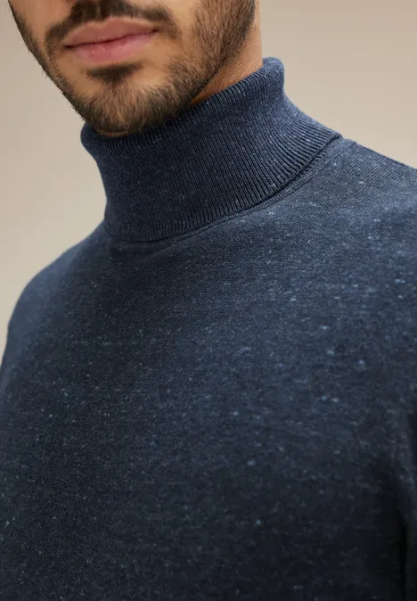 Basic Rollkragen Pullover eclipse blue melange