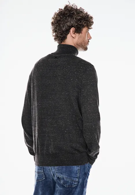 Basic Rollkragen Pullover anthra grey melange