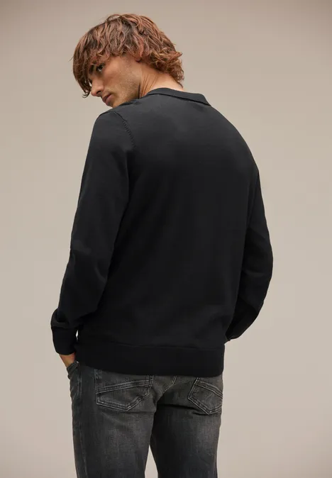 Pullover mit Polokragen Black