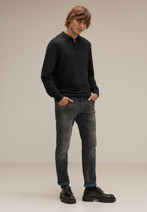 Pullover mit Polokragen Black