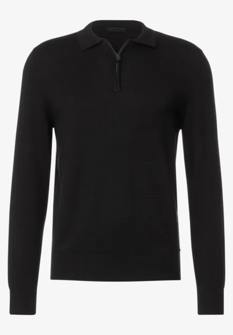 Pullover mit Polokragen Black