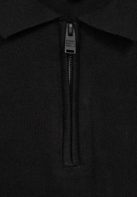 Pullover mit Polokragen Black