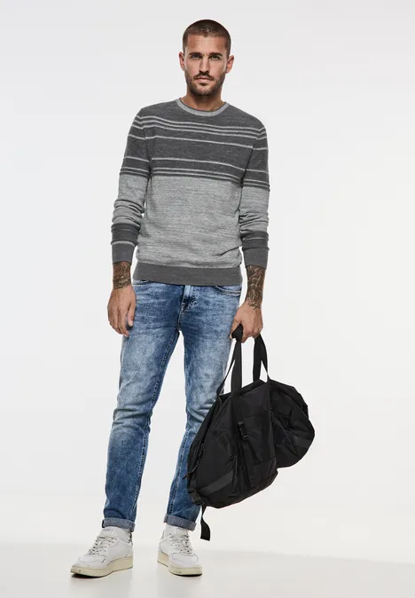 Pull en tricot bicolore stone grey melange Pull en tricot bicolore stone grey melange