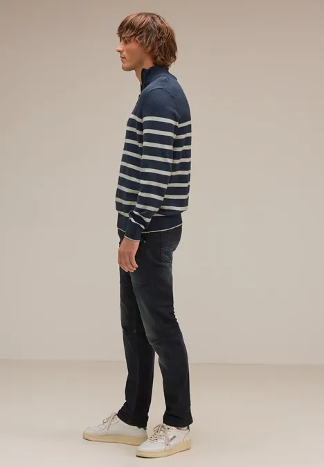 Troyer mit Streifenmuster cosy blue ink
