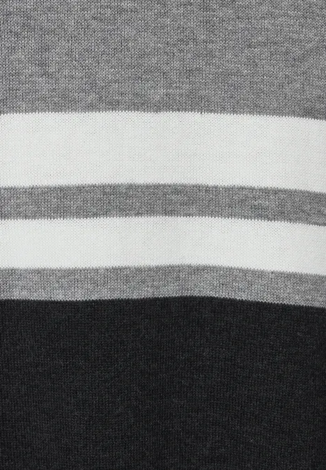 Gestreifter Strickpullover anthra grey melange
