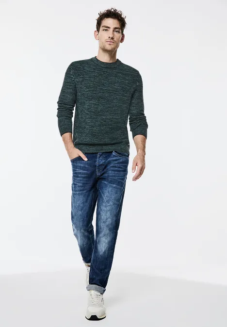 Mouliné Pullover in Melange turquoise green