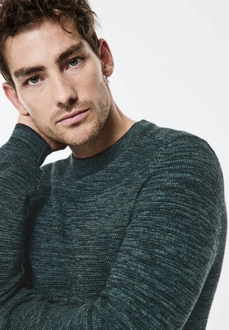 Mouliné Pullover in Melange turquoise green