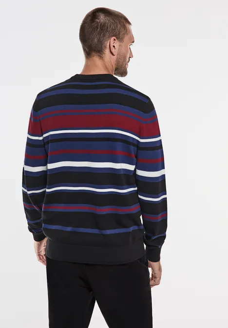 Feinstrick Streifenpullover true blue