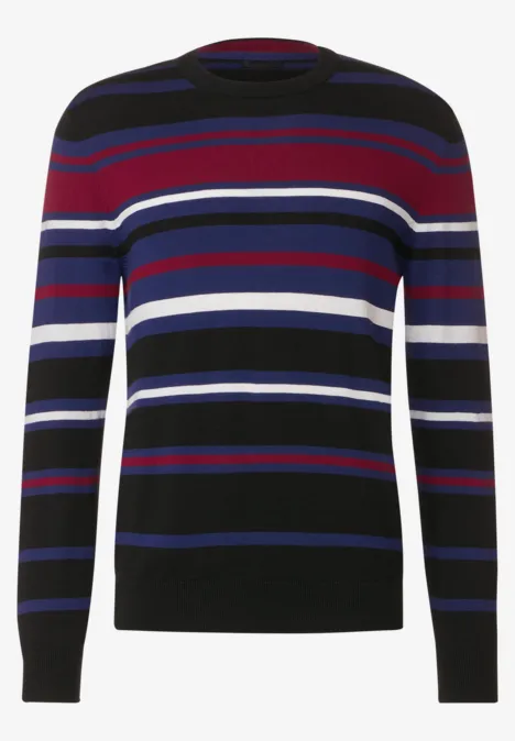 Feinstrick Streifenpullover true blue