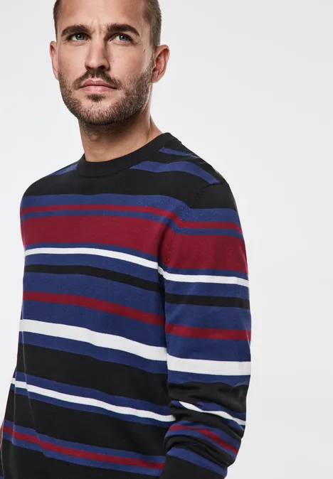 Feinstrick Streifenpullover true blue